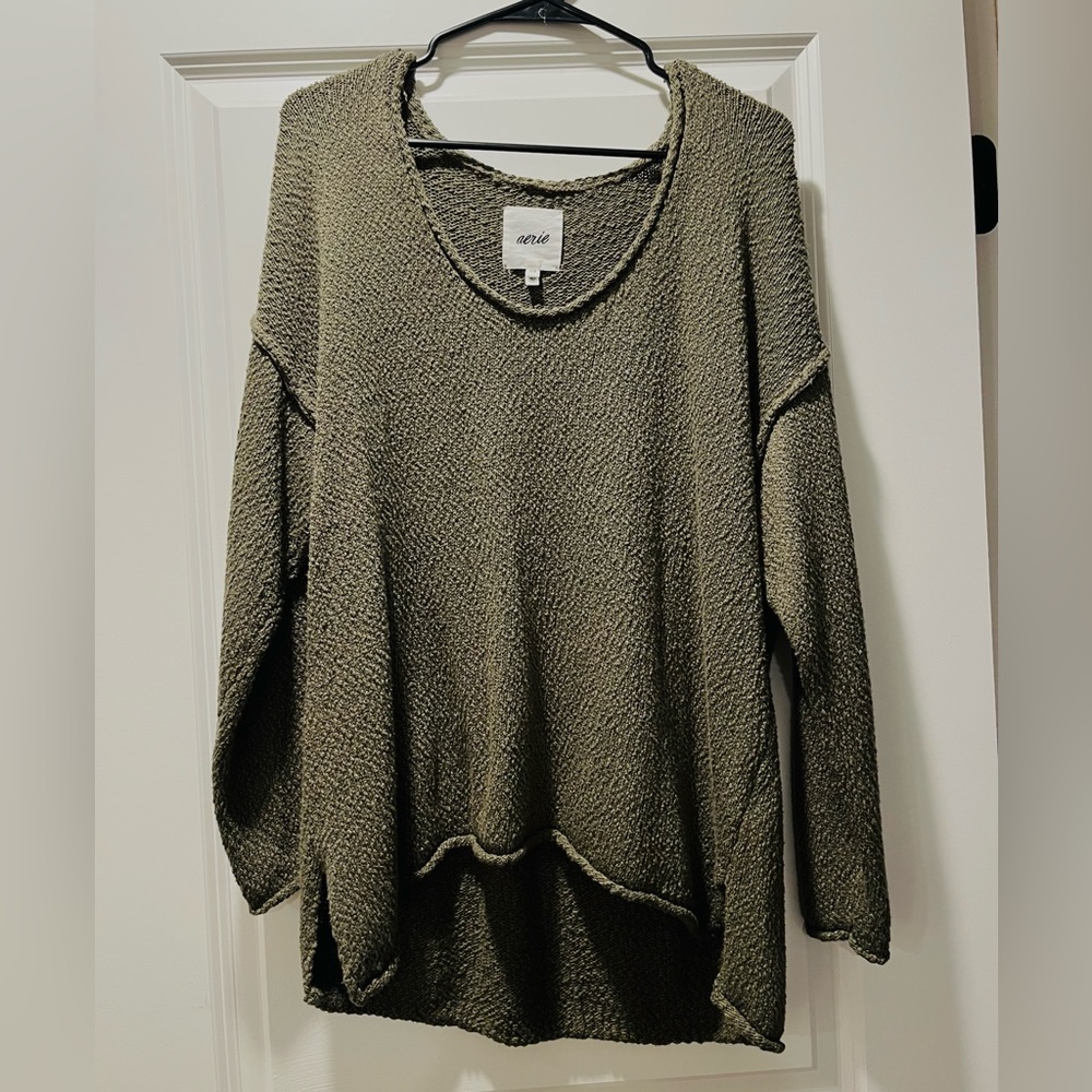 Aerie Olive Green Crew Neck Sweater